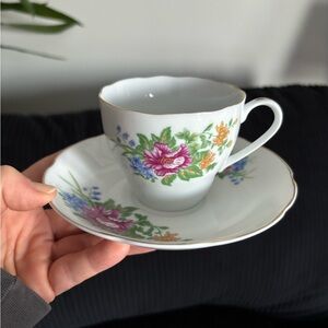 Floral Bone China Mug and Saucer Set